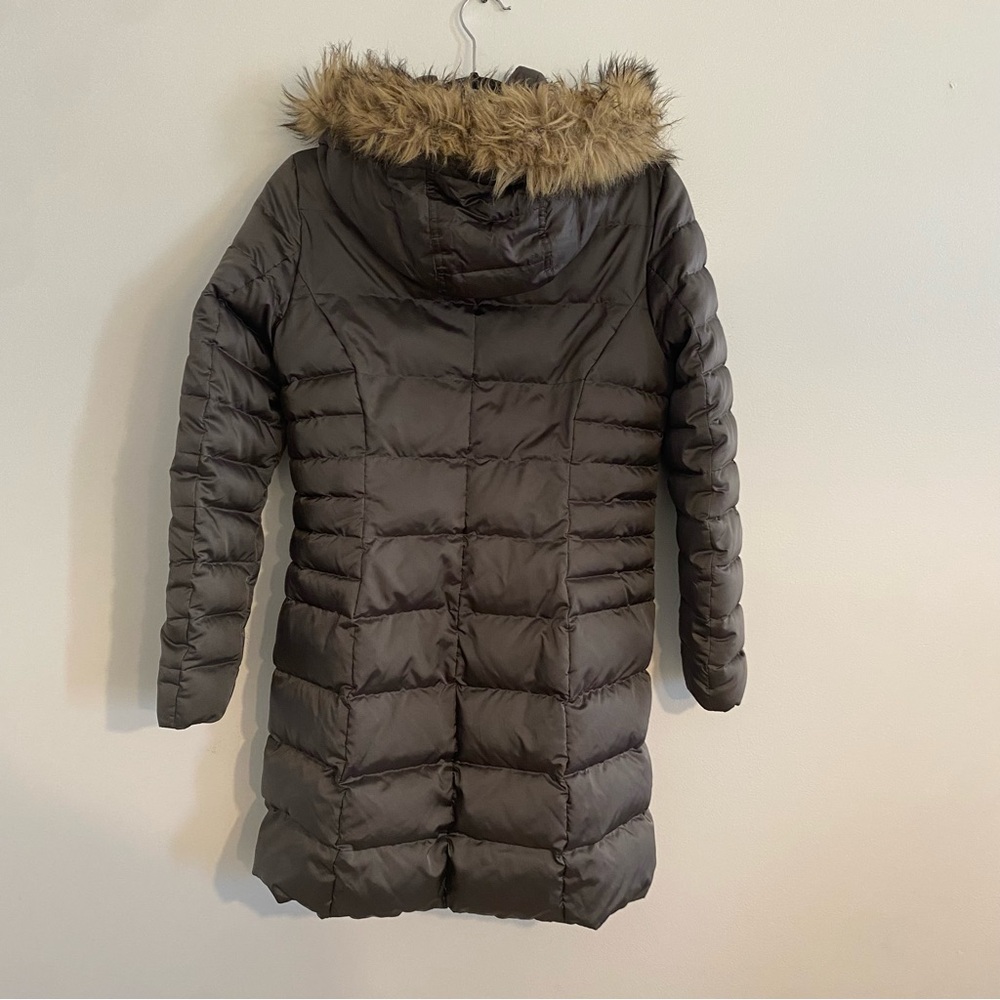 Lands' End Gray Squall Parka Down Coat with Faux Fur Trim. - Picture 2 of 7